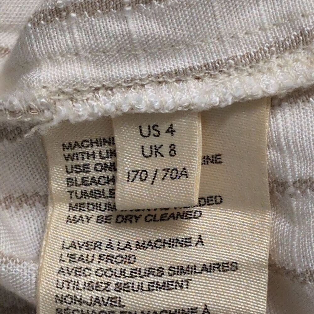 Anthropologie Cream Beige Striped Wide Leg Button Side Pants Size 4 - Picture 5 of 8